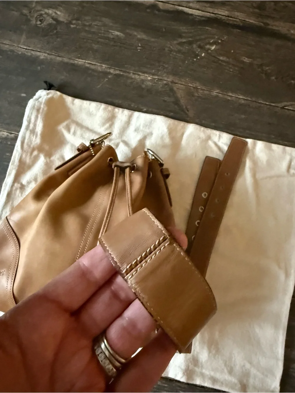 🎀 VINTAGE COACH DRAWSTRING BUCKET BAG | TAN LEATHER | AUTHENTIC 2004
